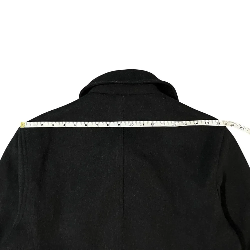 J Crew Wool Blend Double Breasted Black Peacoat Classic Preppy Womens Large - Picture 6 of 6